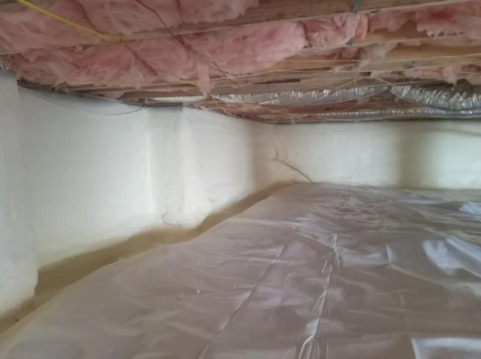 Crawl space encapsulation with closed-cell spray foam for Attic Insulation in Vinton